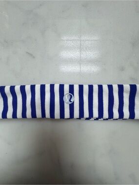 lululemon athletica Blue and White Stripe Athletic Headband